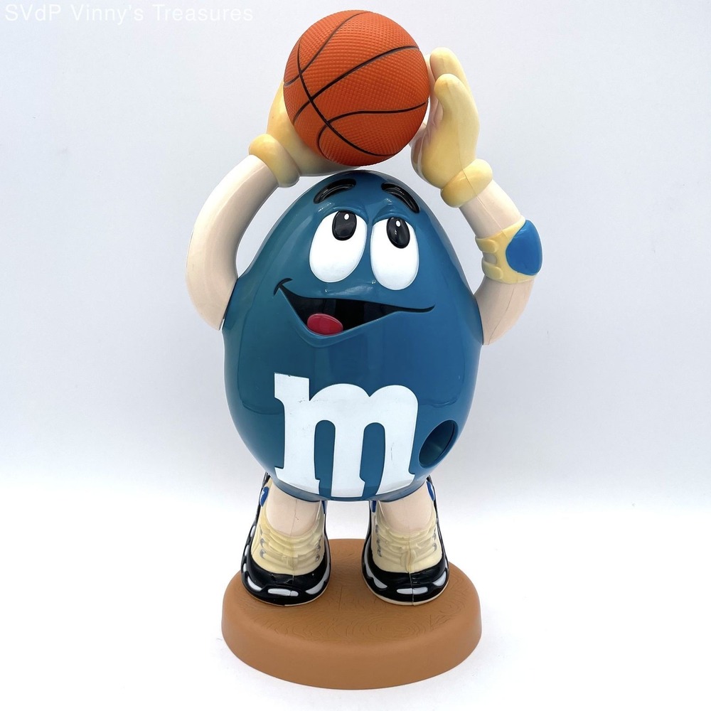 M&M's Blue Basketball Candy Dispenser Plastic Figure Vintage 11 Inch